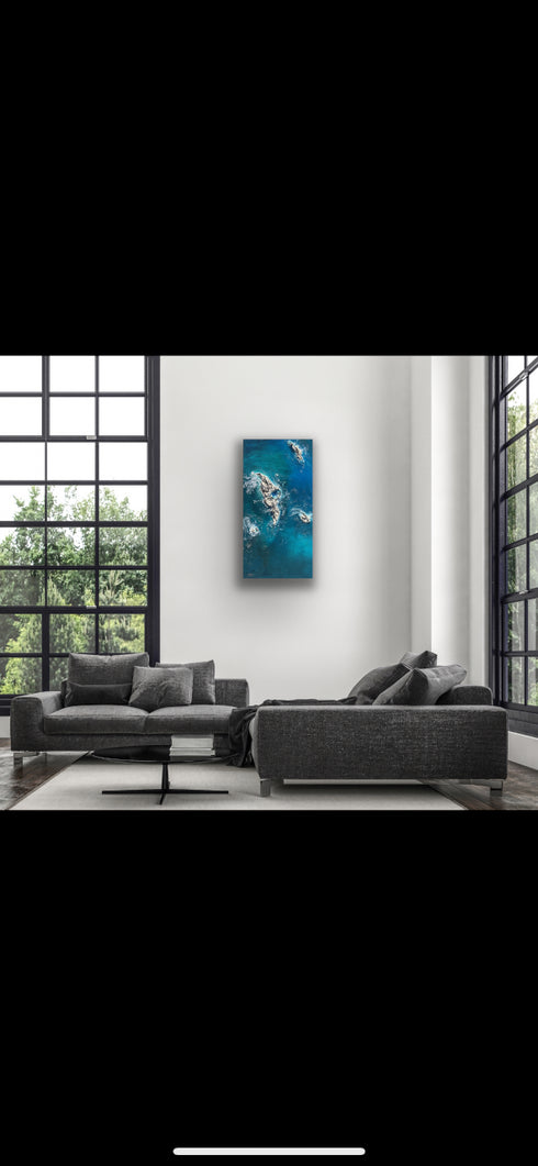 Deep blue epoxy resin  painting